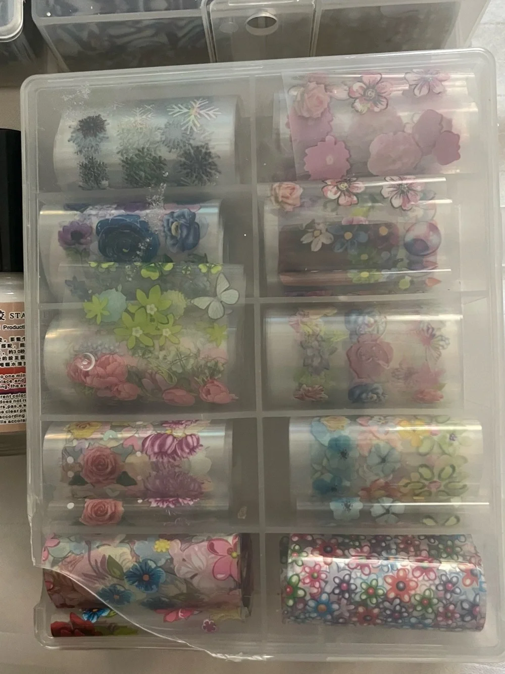Nail Art Transfer Foil Set with Floral & Marble Designs - Multiple Colors